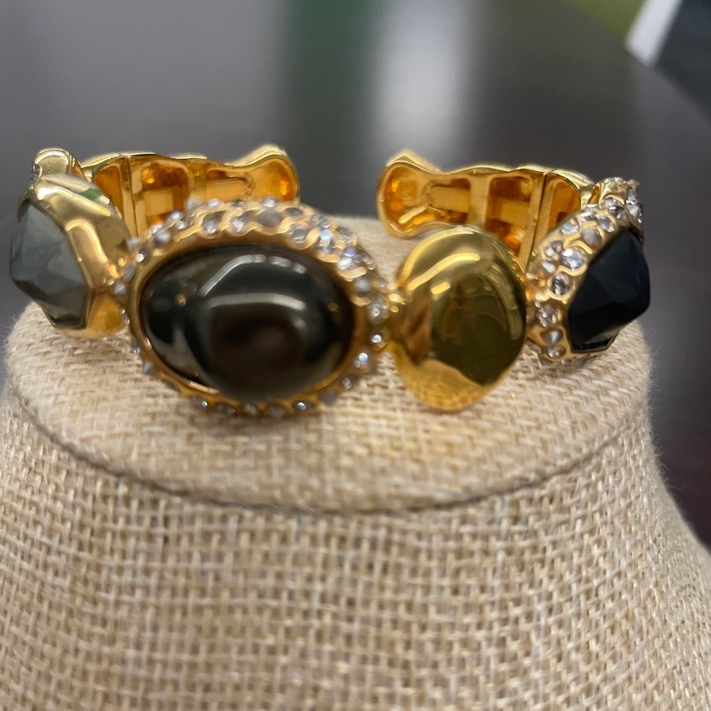 NWOT Alexis Bittar Cuff Bracelet With Multicolored Stones and Rhinestones
